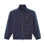 Diesel J-Bright Track Jacket in Wrinkled Nylon and Denim Blue