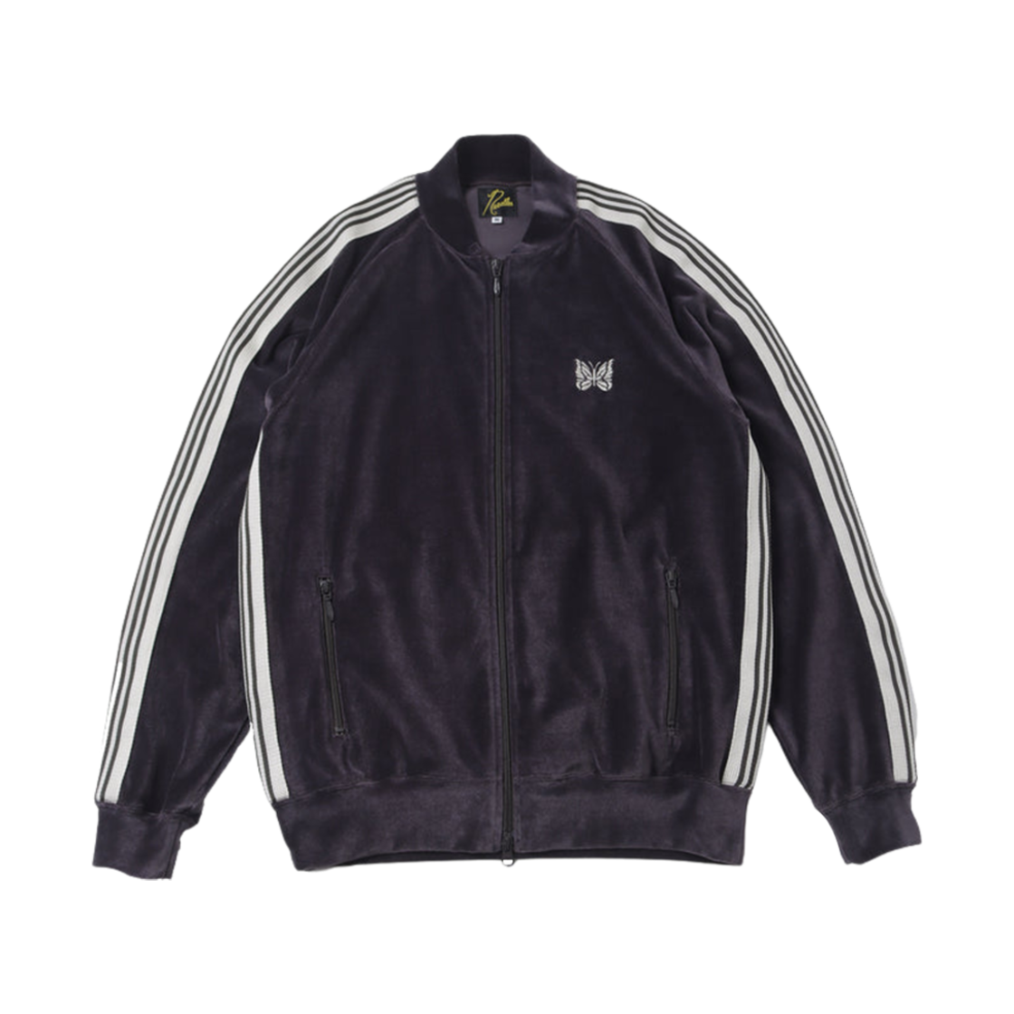 QV319 Needles Rib Collar Track Jacket C/PE Velour Charcoal