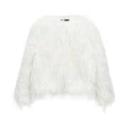 (W) Zara Faux Fur Jacket ZW Collection Ecru