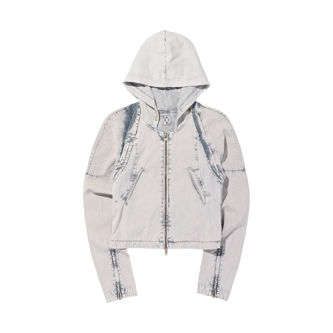 (W) 미스치프 블리치드 컷 오프 후드 자켓 블리치드 그레이((W) Mischief Bleached Cut Off Hoodie Jacket Bleached Grey)