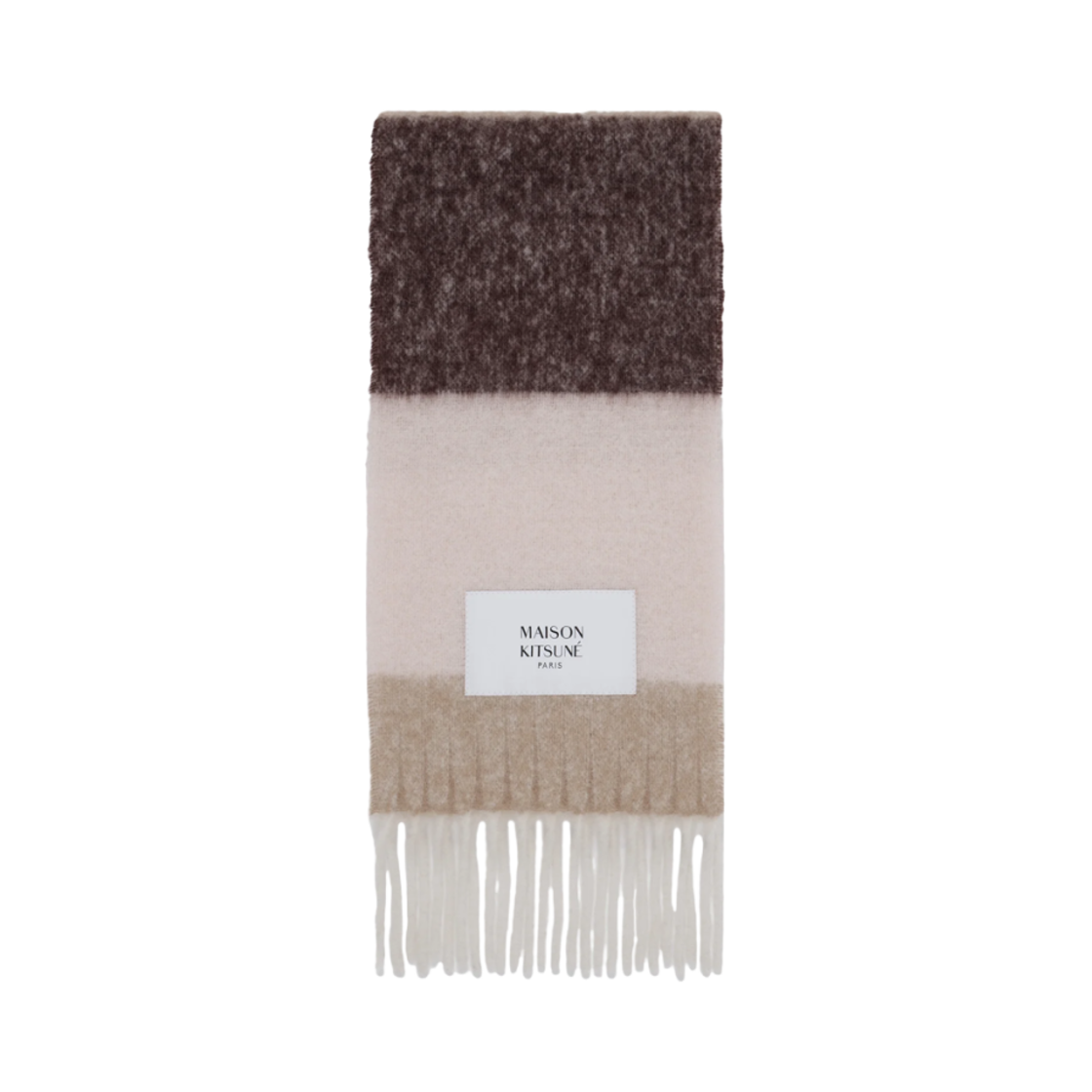 NM06204WA0022-P628 Maison Kitsune Alpaca Stripes Muffler Pasture Rose