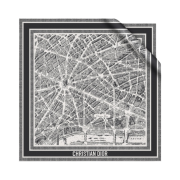 (W) Dior Plan De Paris 90 Square Scarf Silk Twill White Black