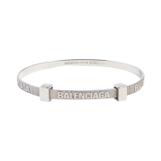 Balenciaga Logo Hoop Bracelet Silver