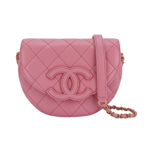 Chanel Mini Messenger Bag Grained Calfskin & Gold Light Pink