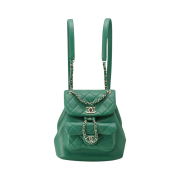 Chanel Small Backpack Lambskin & Gold Green