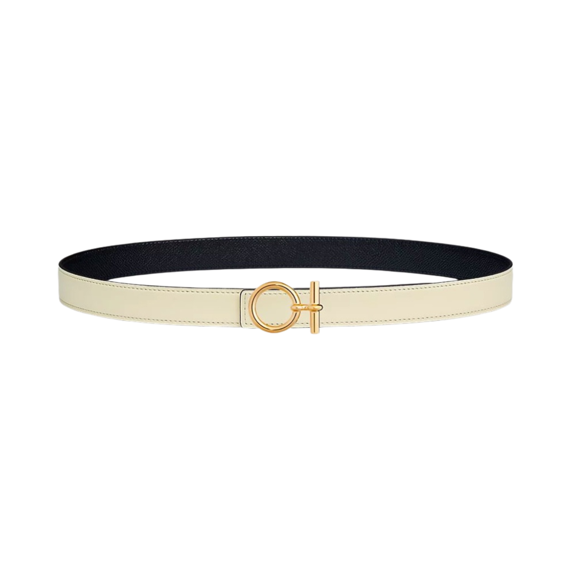 (W) 에르메스 플로 벨트 버클 & 리버서블 가죽 스트랩 24mm & 골드 나타 누아((W) Hermes Flot Belt Buckle & Reversible Leather Strap 24mm & Gold Nata Noir) - 1