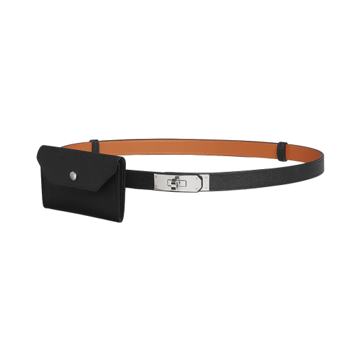 (W) Hermes Kelly Pocket 18 Belt Epsom & Palladium Noir