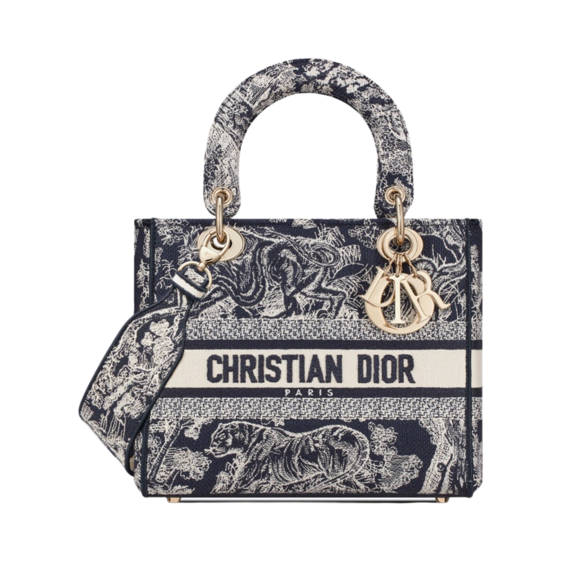 디올 미디움 D 라이트 레이디백 트왈 드 주이 리버스 자수 블루