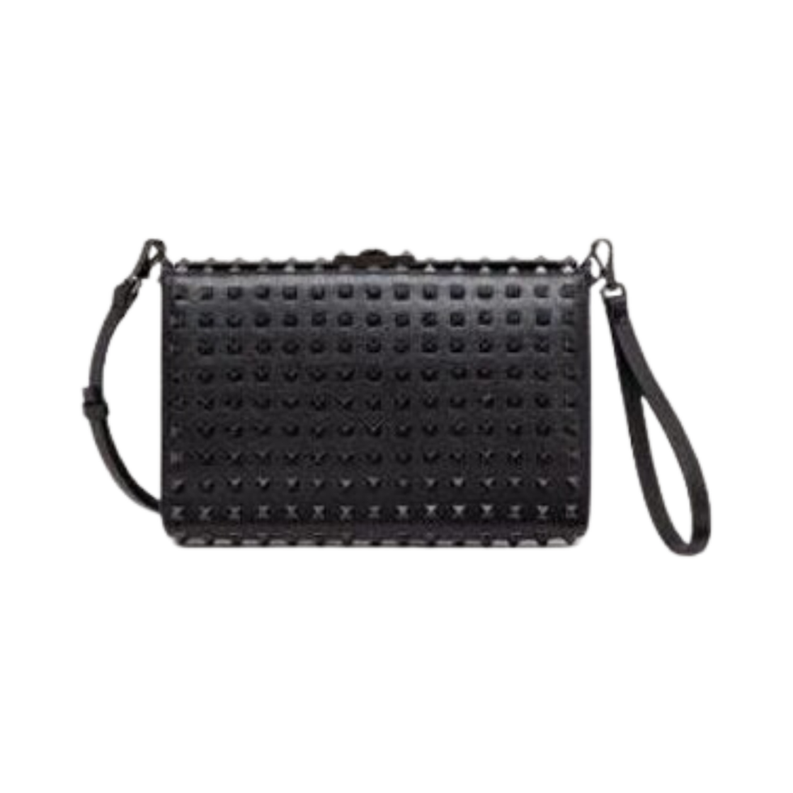 B0B24PWR0NO Valentino Rockstud Grainy Calfskin Crossbody Bag Black