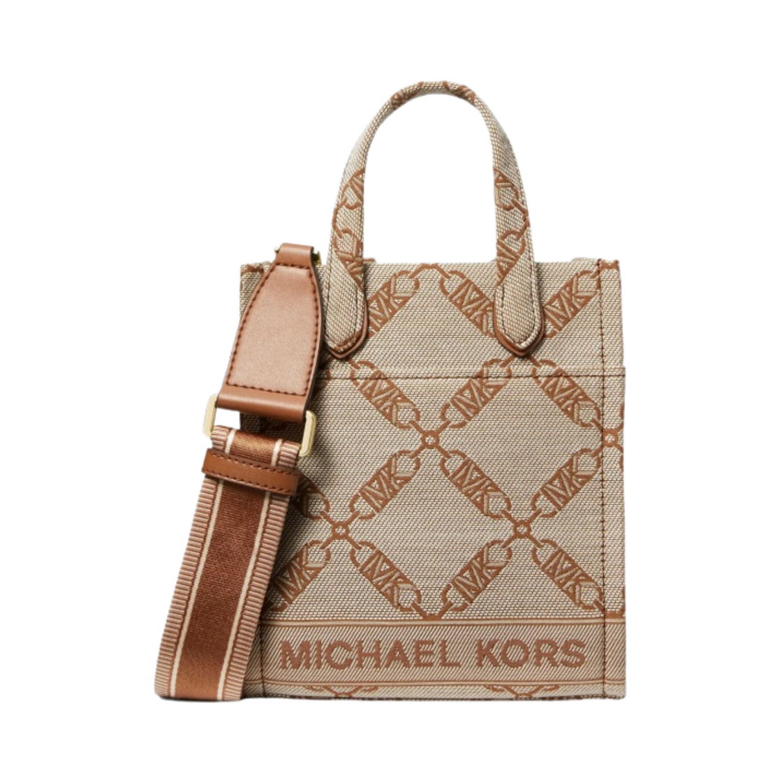32F3G3GC4J969 Michael Kors Gigi Extra Small Jacquard Tote Bag Natural Luggage