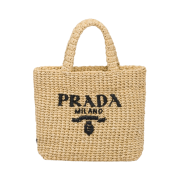 Prada Small Raffia Tote Bag Tan