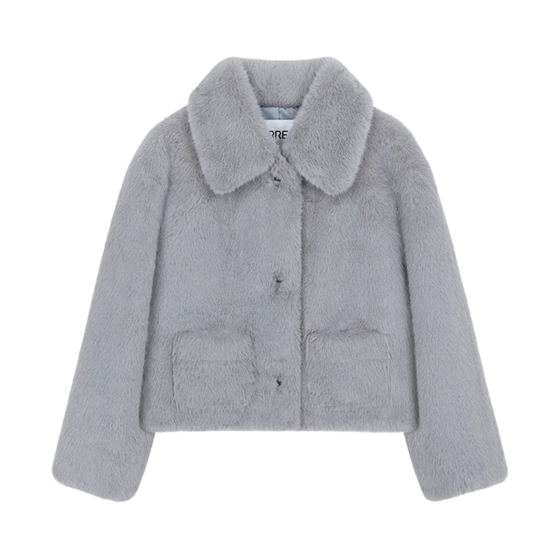 커렌트 페이크 퍼 셋인카라 자켓 그레이(Current Faux Fur Set In Collar Jacket Gray)