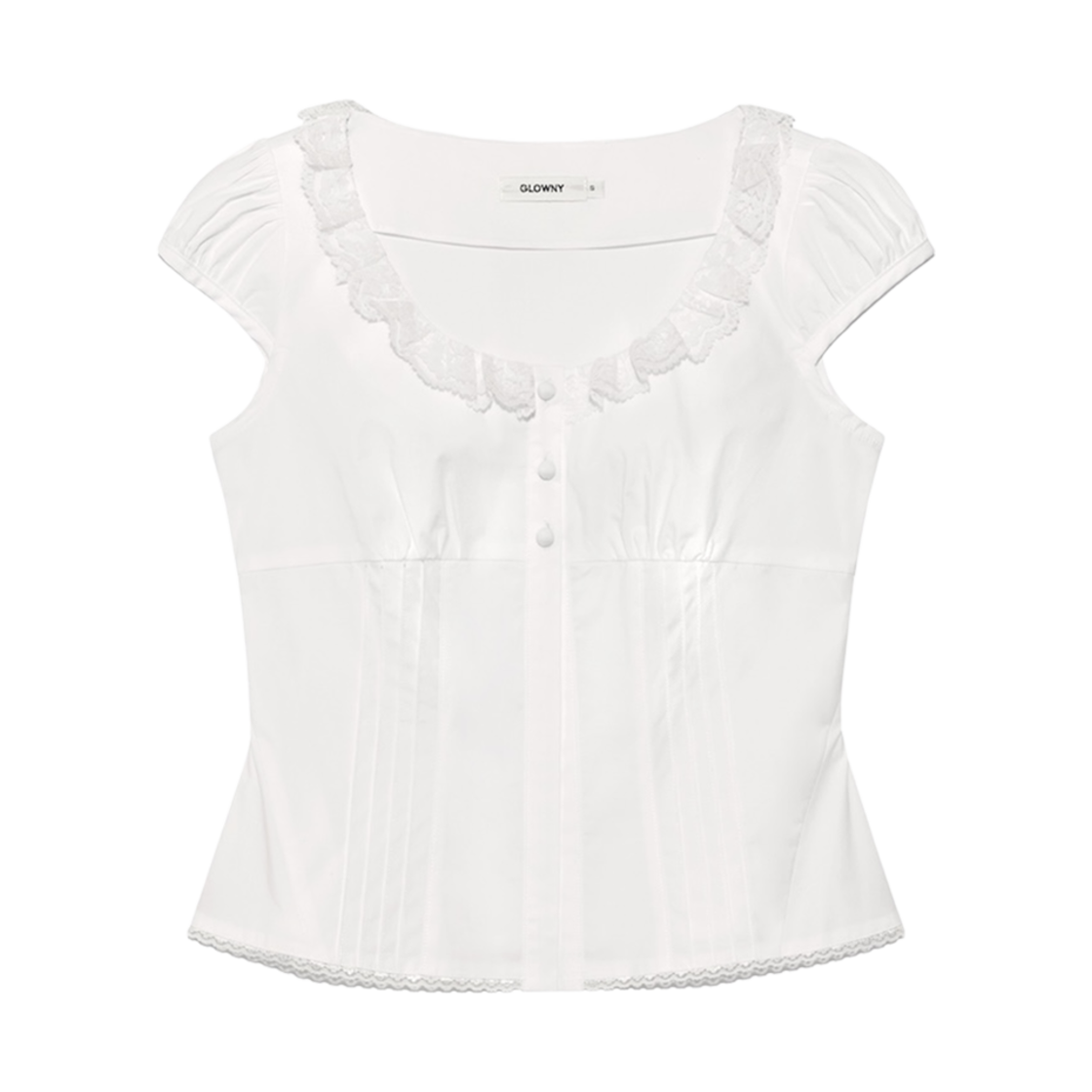 (W) 글로니 x 시미헤이즈 슈가 퍼프 블라우스 화이트((W) Glowny x Simihaze Sugar Puff Blouse White)