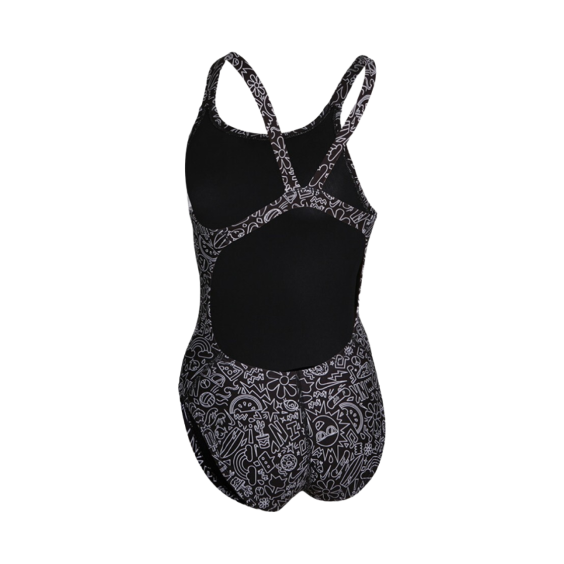 (W) 나이키 스윔 앤서 조이풀 두들 패스트백 스윔수트 블랙((W) Nike Swim Answer Joyful Doodle Fast Back Swimsuit Black) - 2