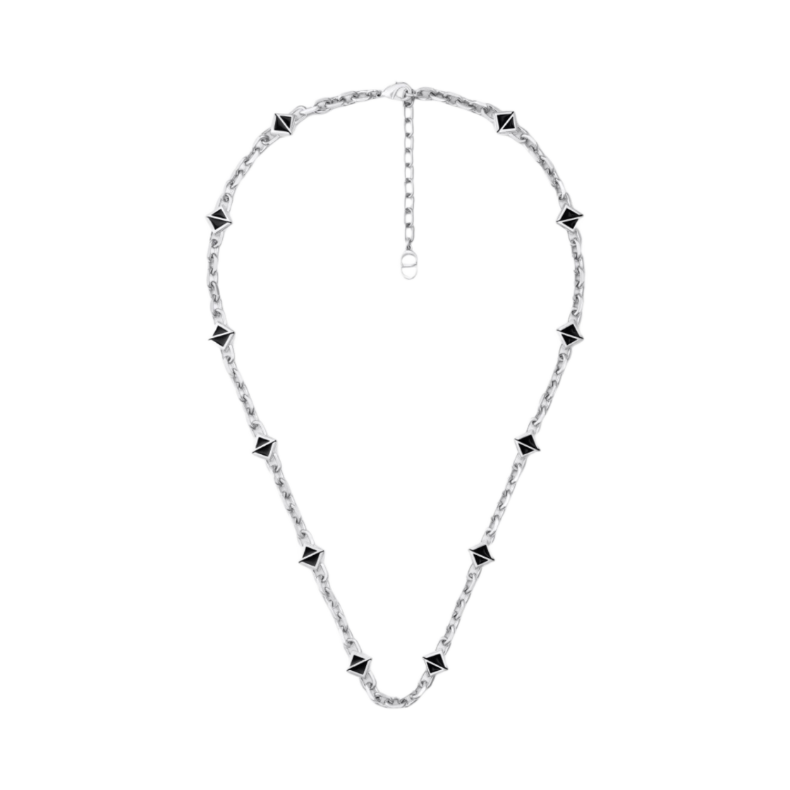 디올 CD 다이아몬드 씬 체인 링크 네클리스 실버 피니쉬 브래스 블랙 레진(Dior CD Diamond Thin Chain Link Necklace Silver Finish Brass Black Resin) - 1