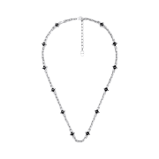 Dior CD Diamond Thin Chain Link Necklace Silver Finish Brass Black Resin