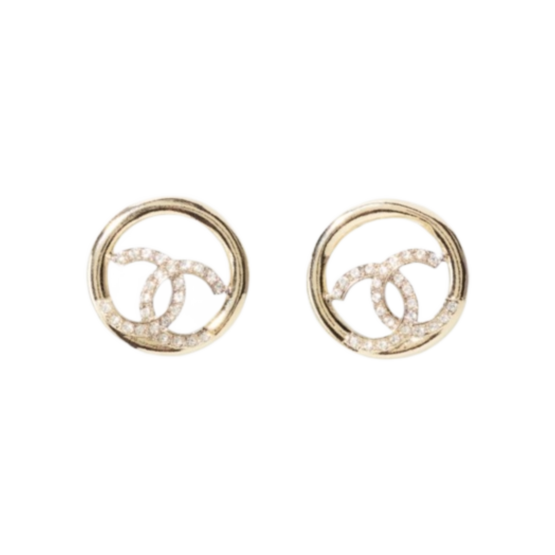 (W) 샤넬 이어링 메탈 스트라스 & 골드 크리스탈((W) Chanel Earrings Metal Strass & Gold Crystal) - 1
