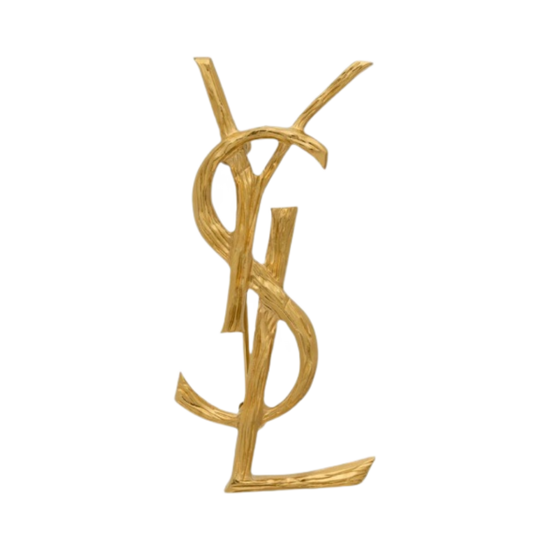 748486-Y1500-8007 (W) Saint Laurent Opyum Ysl Brooch in Metal Light Satin Gold