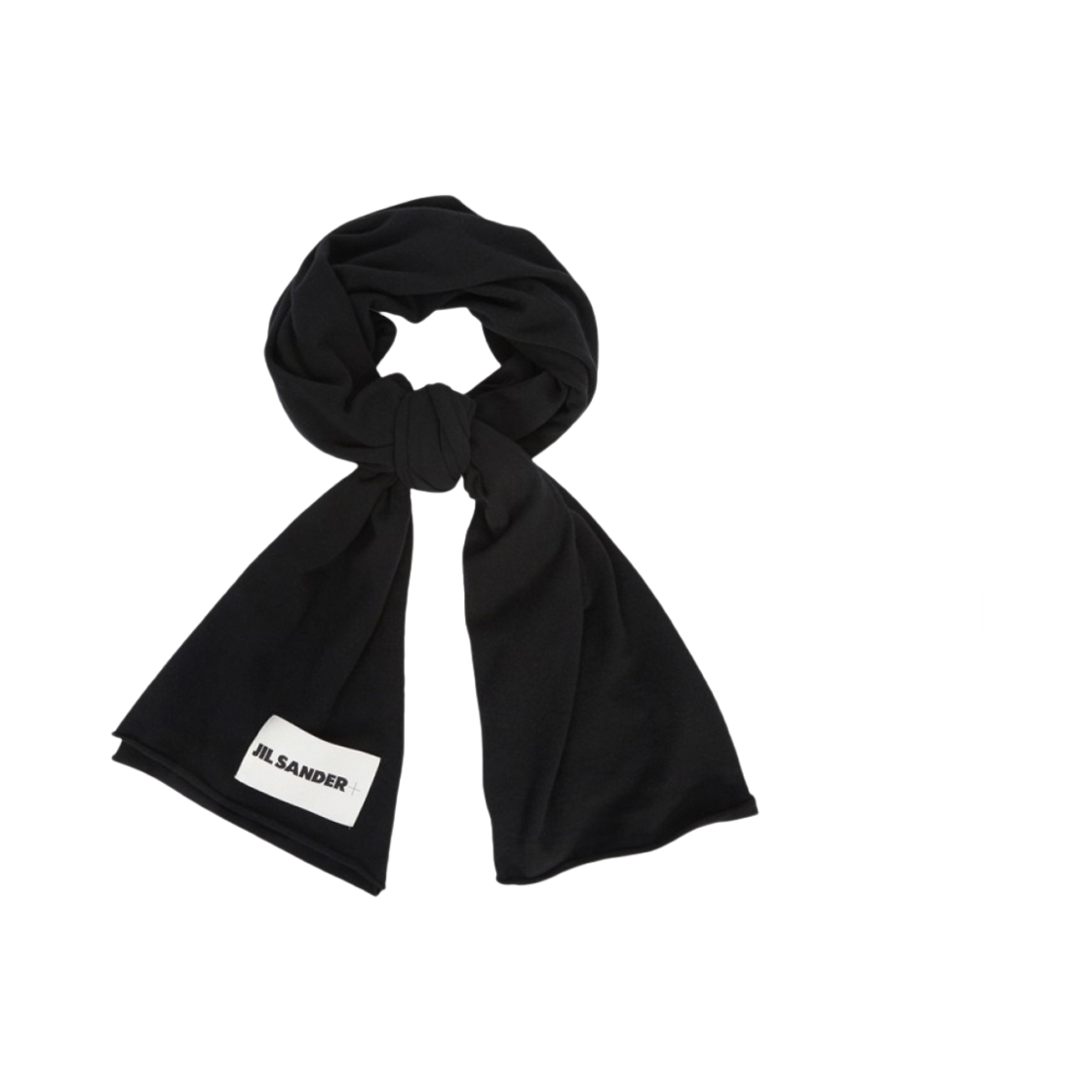 J40TE0005-J13204-001 Jil Sander Cashmere Logo Patch Scarf Black