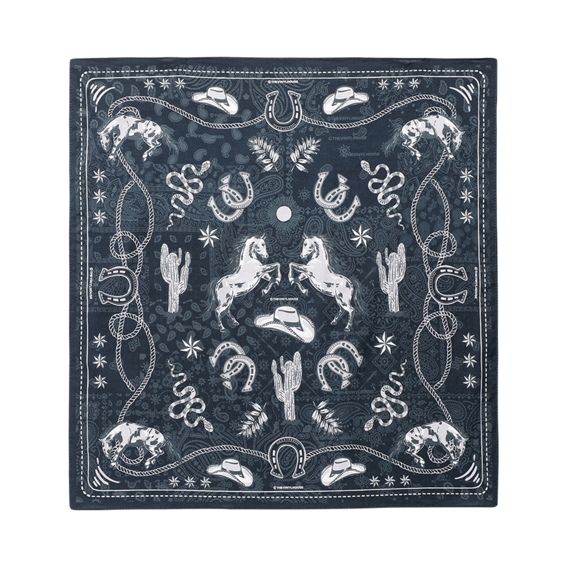 VH2FMUAB92ANV Thevinylhouse Tvh Western Pattern Bandana Navy - 대표 이미지 #1