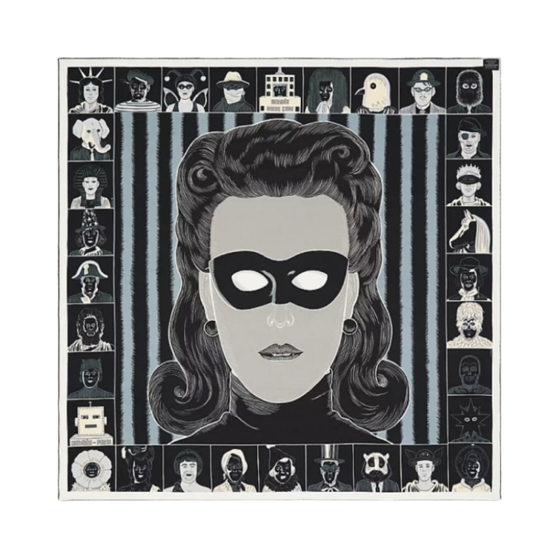 (W) 에르메스 드레스 코드 더블 페이스 스카프 90 누아 블루 코발트((W) Hermes Dress Code Double Face Scarf 90 Noir Bleu Cobalt) - 2