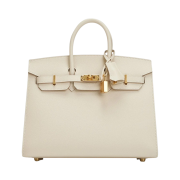 Hermes Birkin 25 Bag Sellier Epsom & Gold Craie