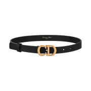 (W) Dior Saddle 20mm Ultrasmooth Calfskin Leather Belt Black Antique Gold
