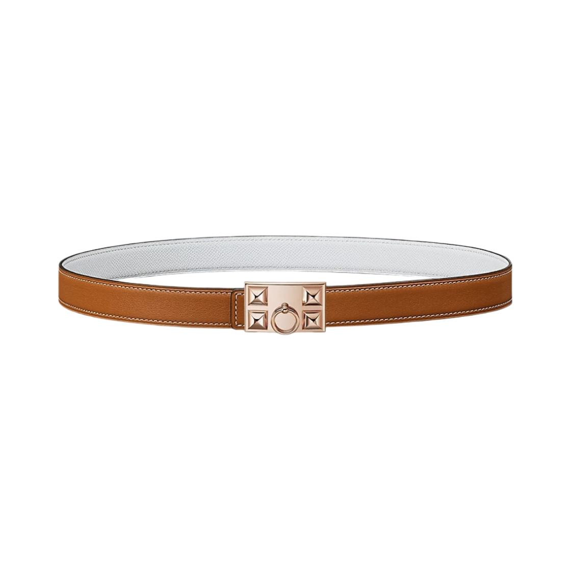 (W) 에르메스 꼴리에 드 샹 벨트 버클 & 리버서블 가죽 스트랩 24mm & 핑크 골드 골드 블랑((W) Hermes Collier De Chien Belt Buckle & Reversible Leather Strap 24mm & Pink Gold Gold Blanc) - 1