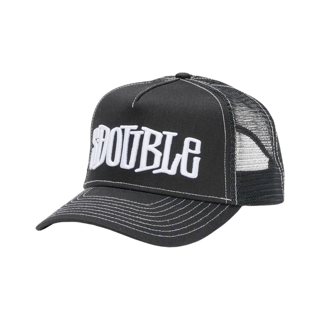 에스더블 미드 블럭 커브드 피크 트러커 캡 블랙(S/Double Mid Block Curved Peak Trucker Cap Black)
