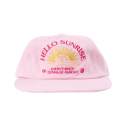 Hello Sunrise Washed Two Tone Arch Logo 6panel Cap Pink