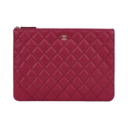 Chanel Medium Classic Pouch Grained Calfskin & Gold Pink
