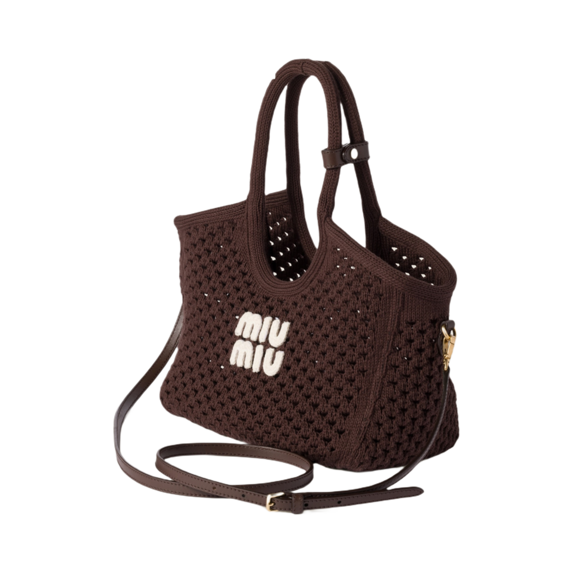 미우 미우 아이비 코튼 메쉬 백 코코아 초크 화이트(Miu Miu Ivy Cotton Mesh Bag Cocoa Chalk White) - 3