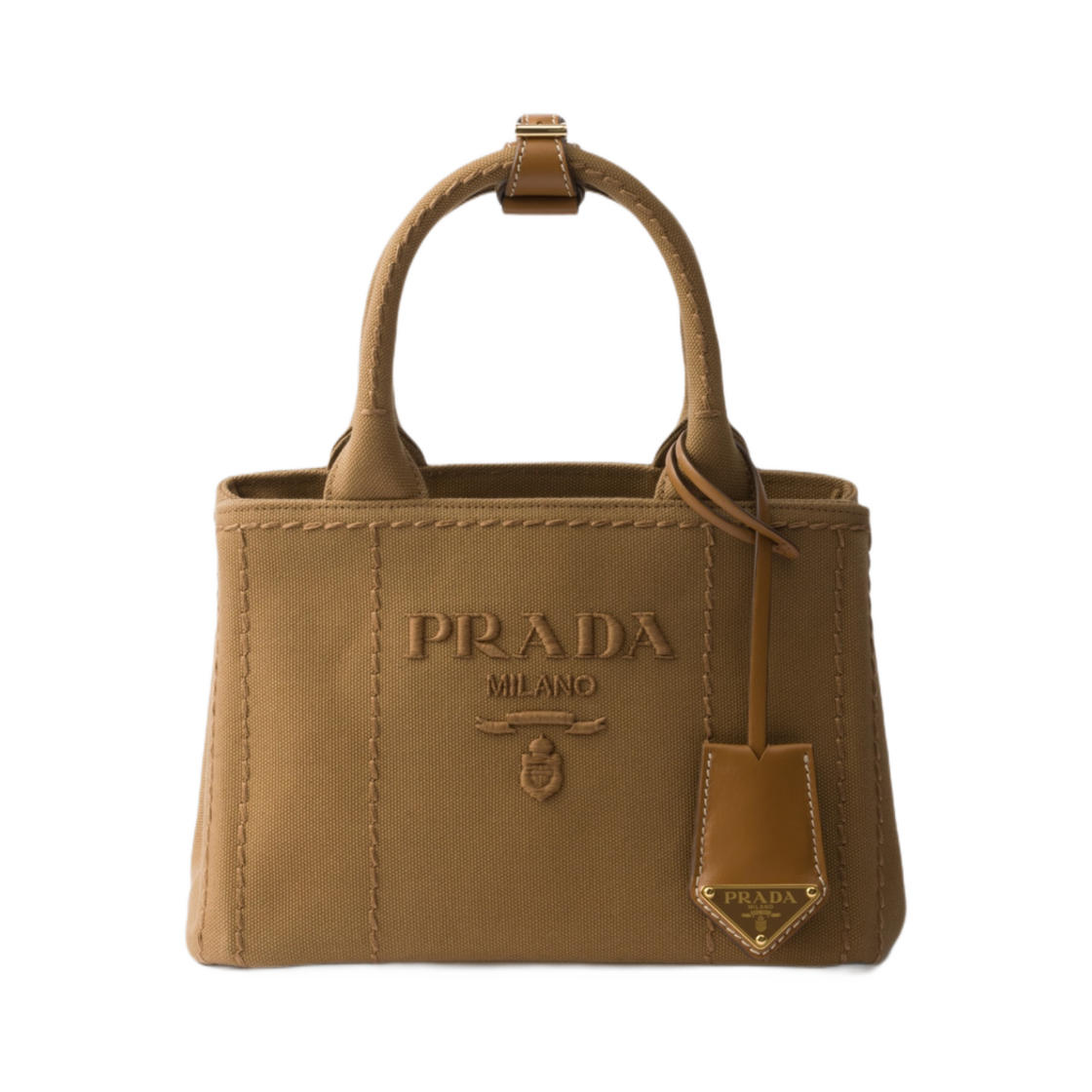 1BA038-2CYA-F04MO Prada Jardiniere Cotton Canvas Mini Handbag Tabacco