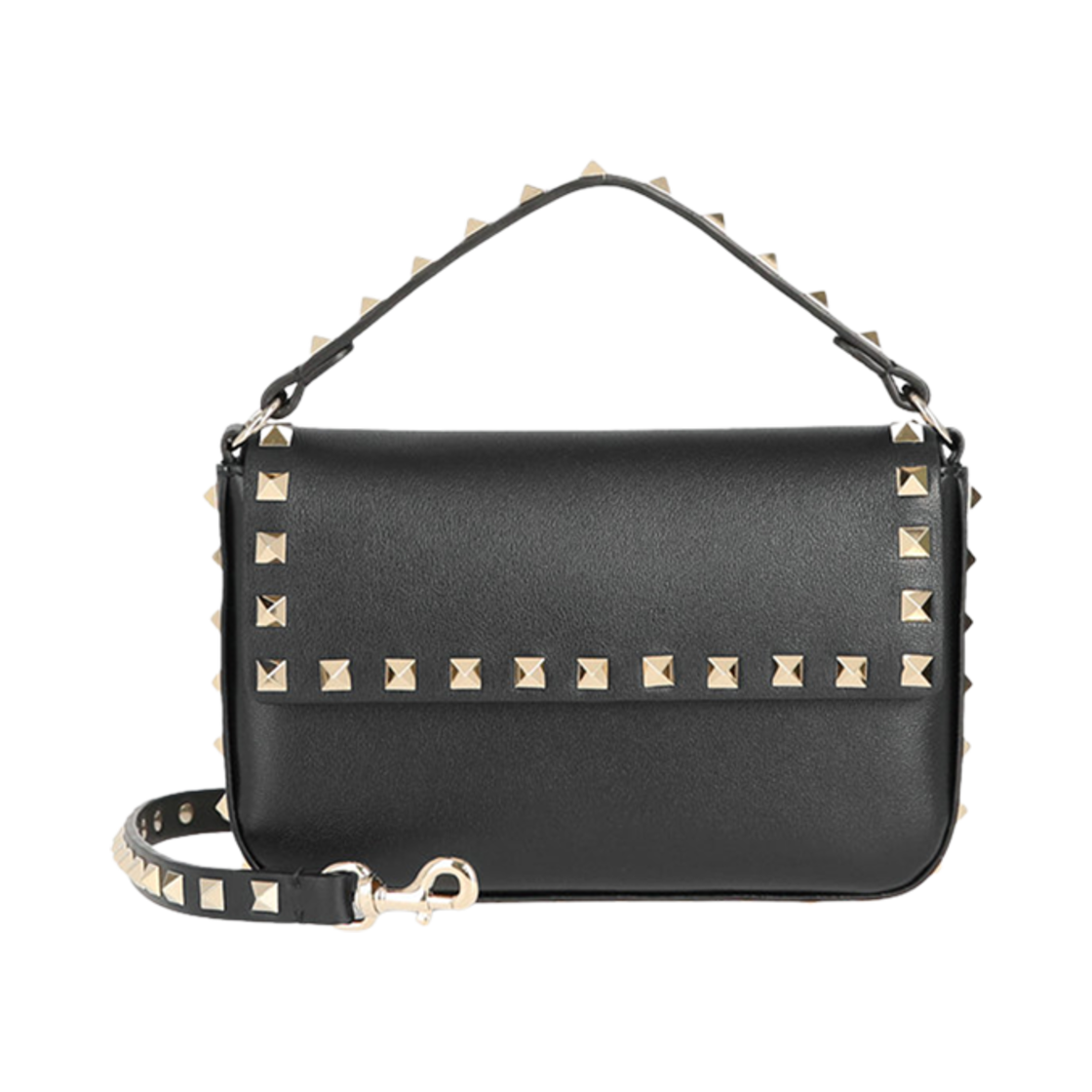 P0W07BOL0NO Valentino Rockstud Grainy Calfskin Mini Crossbody Bag Black