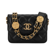 Chanel Clutch with Chain Shiny Grained Calfskin & Gold Black