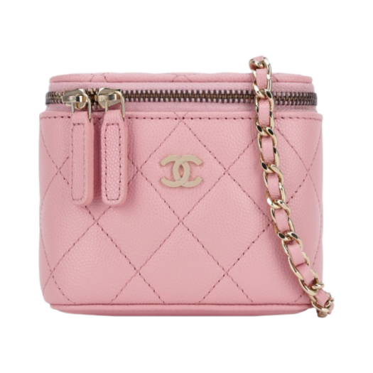 Chanel Small Classic Vanity with Chain Grained Calfskin & Gold Pink
