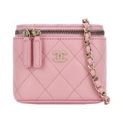 Chanel Small Classic Vanity with Chain Grained Calfskin & Gold Pink