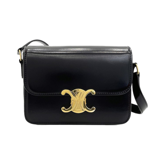 188423BF4.38NO Celine Teen Triomphe Bag Black Gold Calfskin