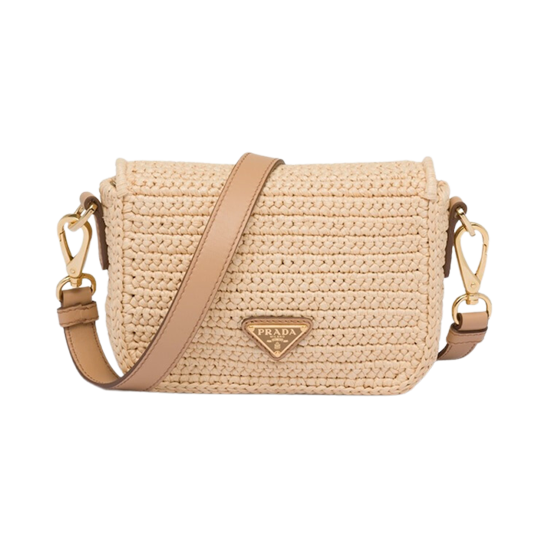 프라다 크로쉐 레더 숄더백 플랩 클로저 내추럴(Prada Crochet Leather Shoulder Bag Flap Closure Natural) - 3