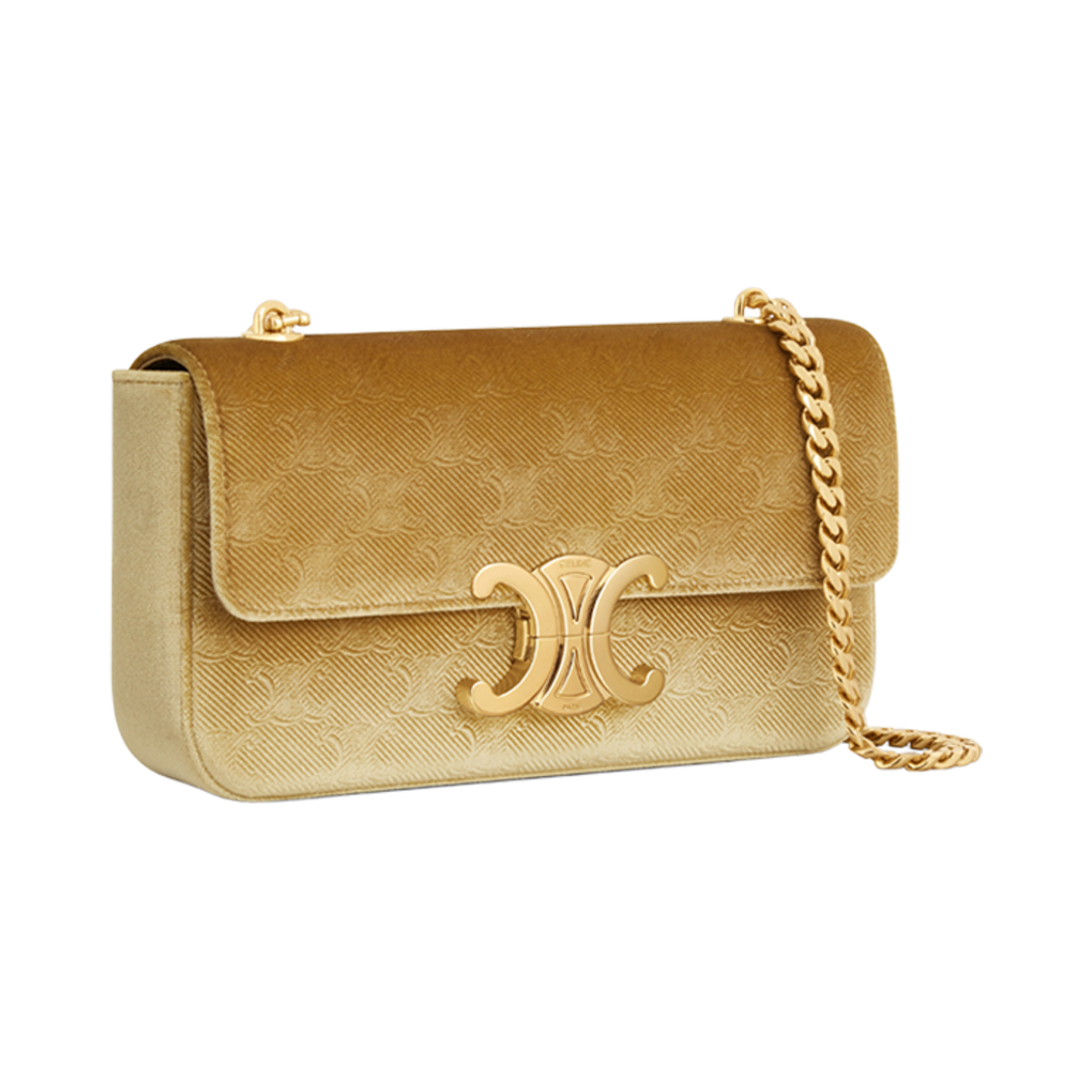 셀린느 체인 숄더백 클로드 벨벳 트리옹프 올오버 골드(Celine Chain Shoulder Bag Claude in Velvet with Triomphe All-Over Gold) - 2