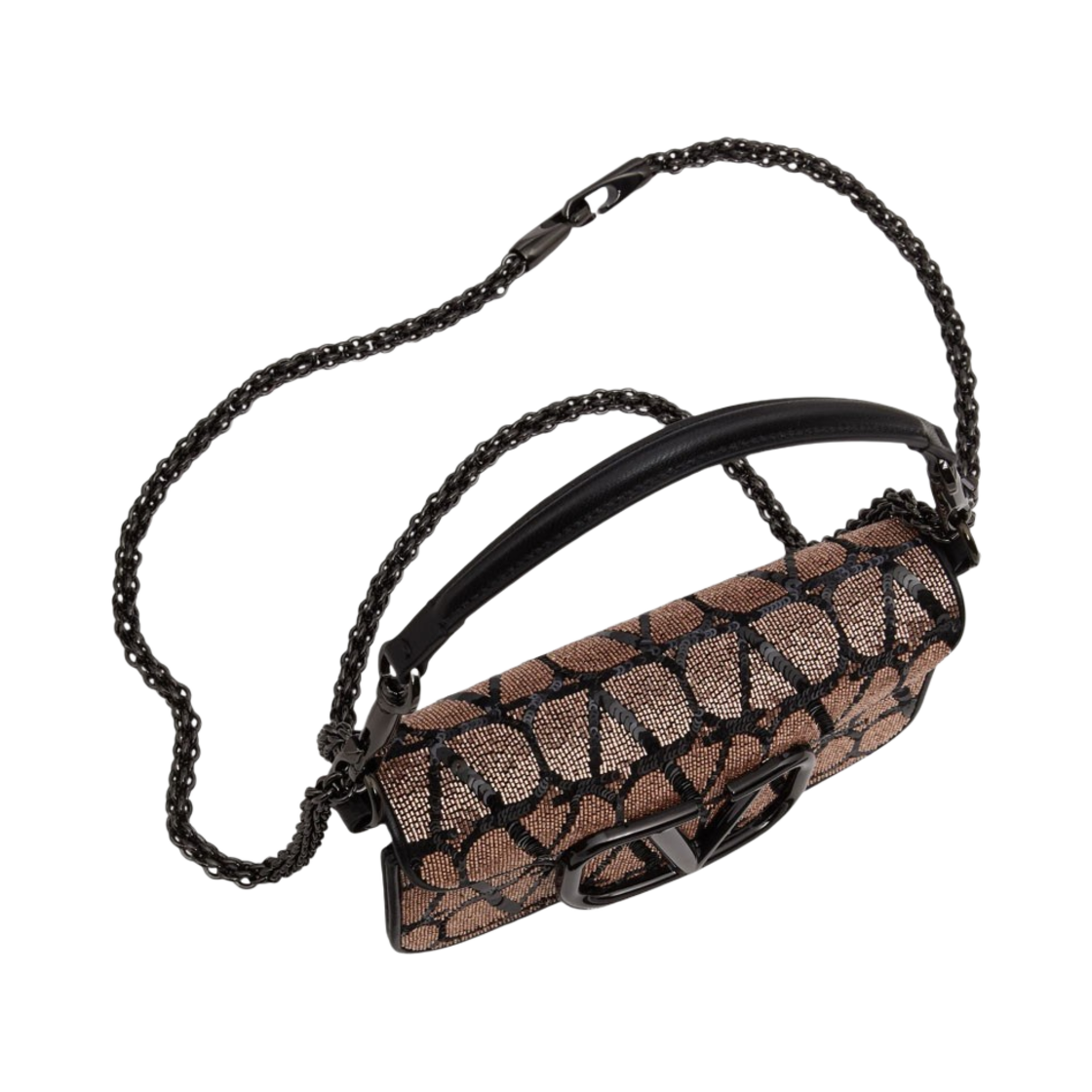 발렌티노 트왈 아이코노그래피 자수 스몰 로코 숄더백 라이트 카멜 블랙(Valentino Small Loco Shoulder Bag With Toile Iconographe Embroidery Light Camel-Black) - 5