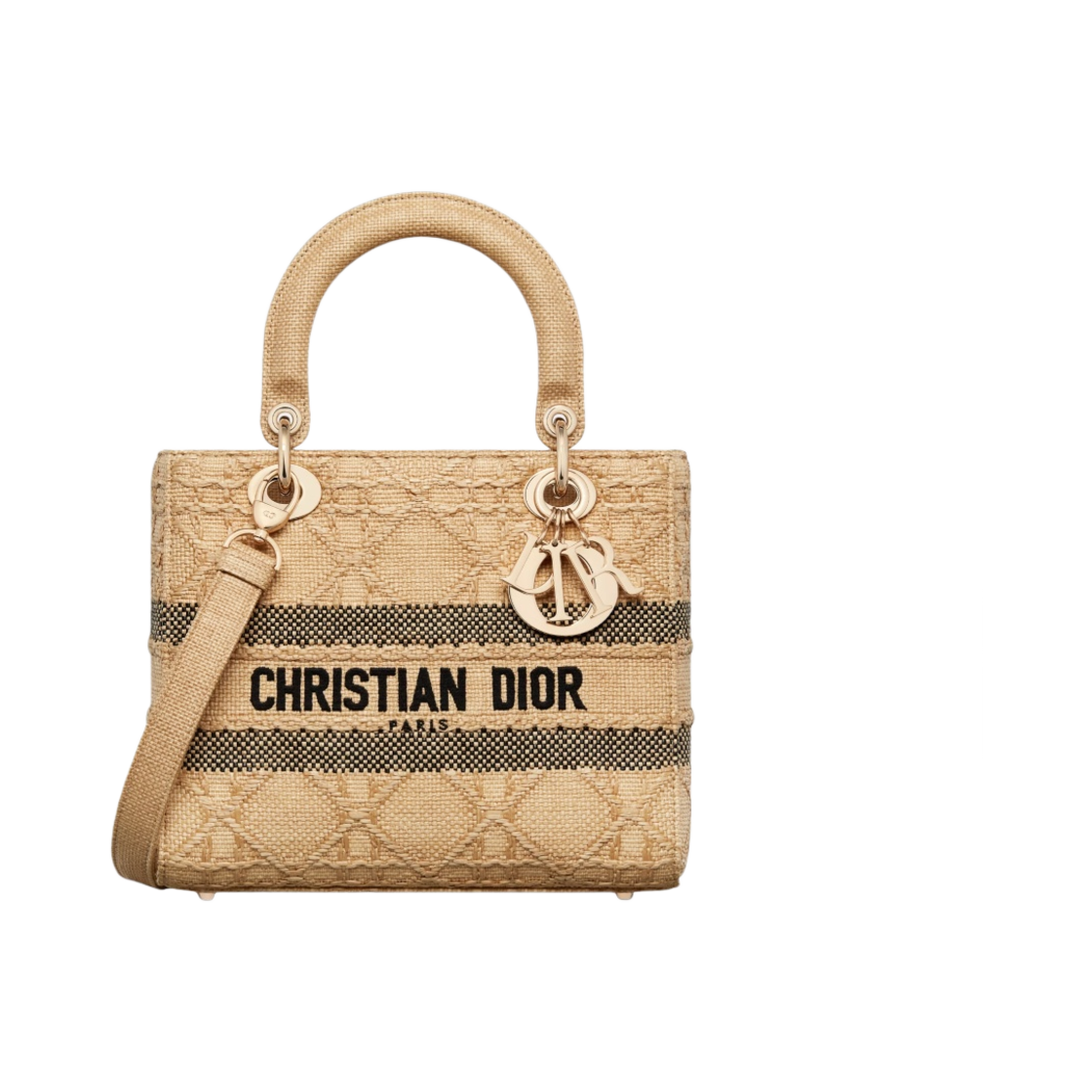 디올 미디움 레이디 D 라이트 백 까나쥬 내츄럴 라피아(Dior Medium Lady D Lite Bag Cannage Natural Raffia) - 1