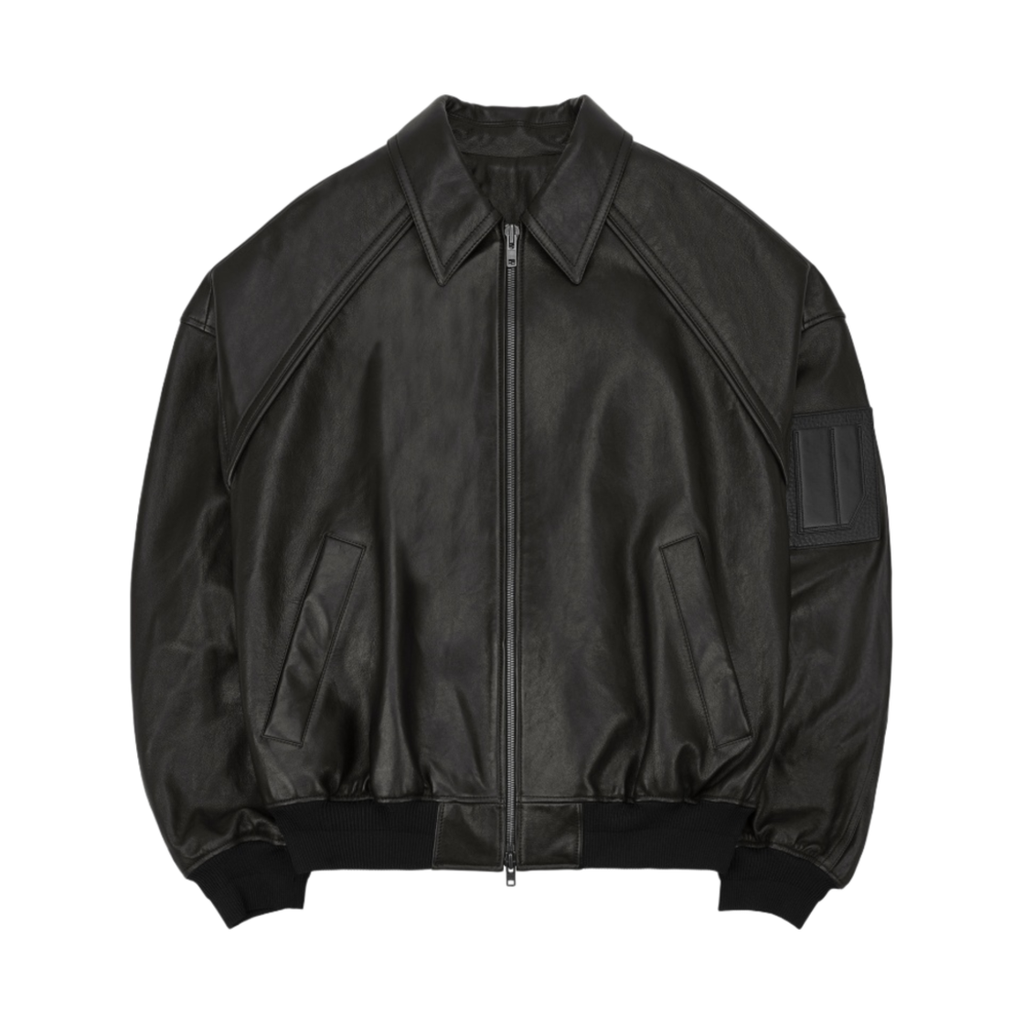 준지 램스킨 칼라 MA-1 점퍼 블랙 - 24SS(Juun.J Lambskin Collar MA-1 Jumper Black - 24SS)