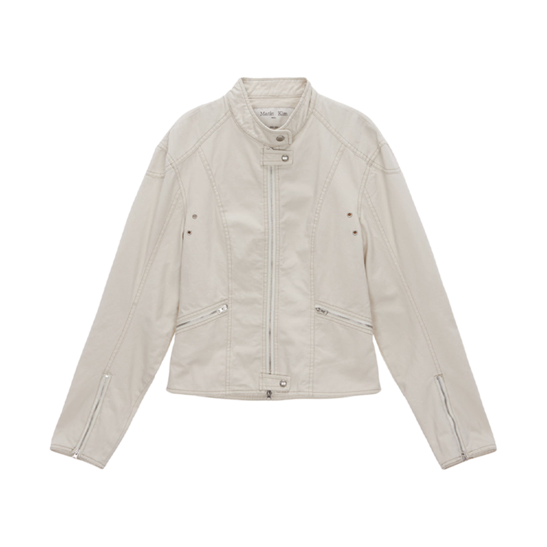 (W) 마뗑킴 코튼 바이커 점퍼 크림((W) Matin Kim Cotton Biker Jumper Cream) - 1