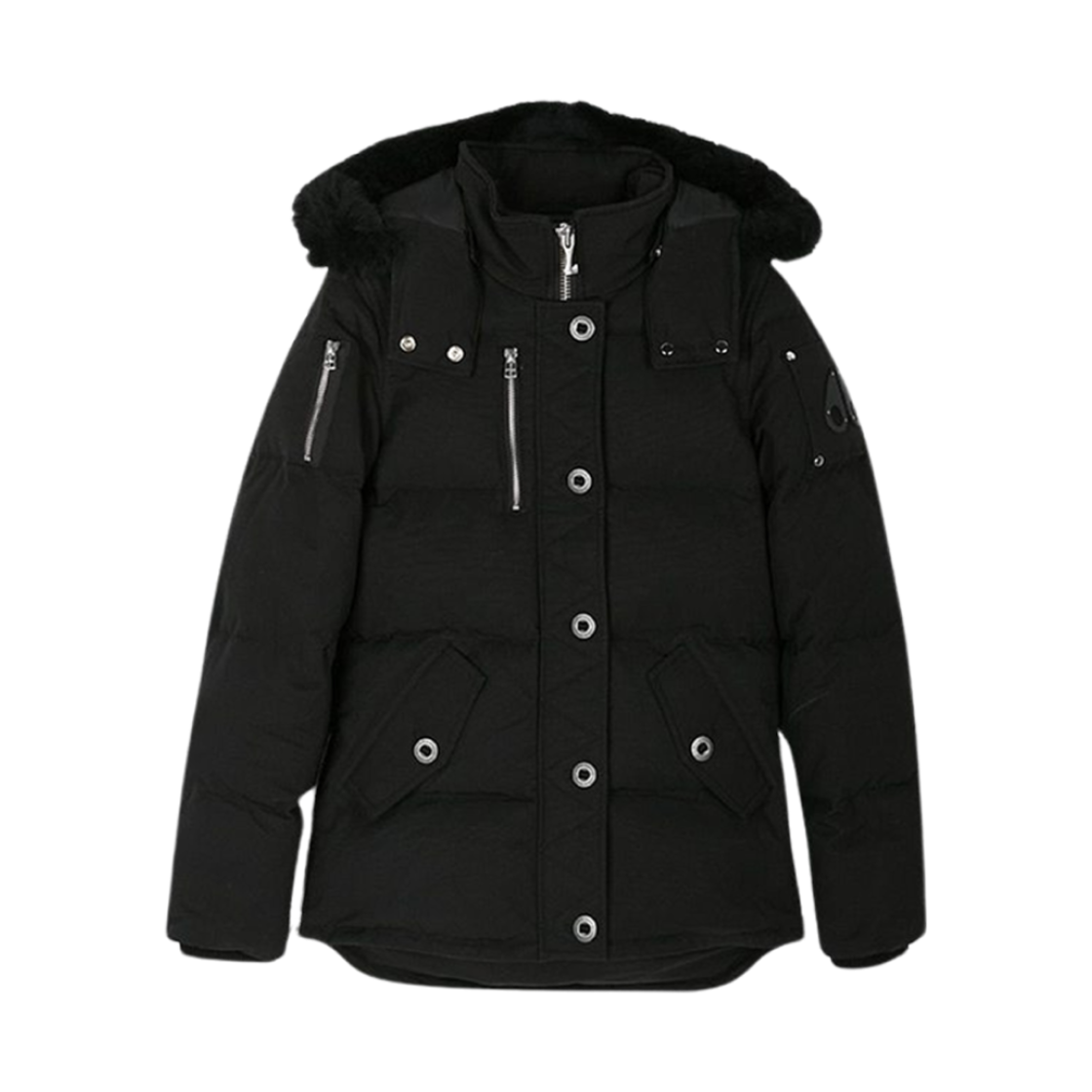 M31LJ129N546 (W) Moose Knuckles Threequarter Jacket Black Shearling Fur Navy