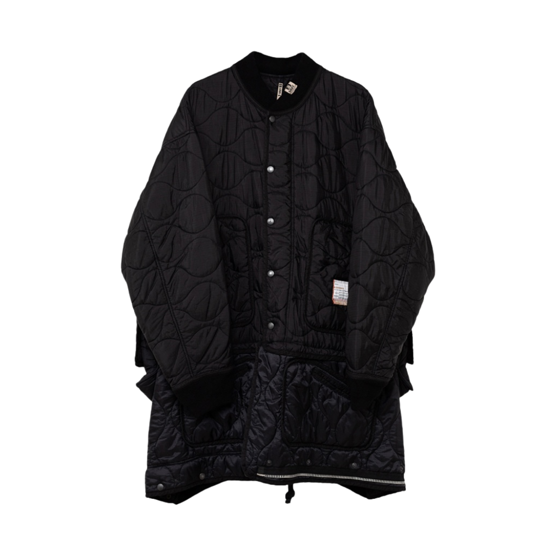 메종 미하라 야스히로 바텀 레이어드 퀼팅 코트 블랙(Maison Mihara Yasuhiro Bottom Layered Quilting Coat Black) - 1