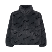 (W)Nike NSW Plush Printed Faux Fur Jacket Dark Smoke Grey - Asia