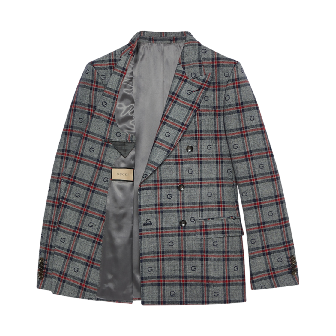 구찌 G 체크 울 자켓 그레이 블루(Gucci G Check Wool Jacket Grey Blue) - 2