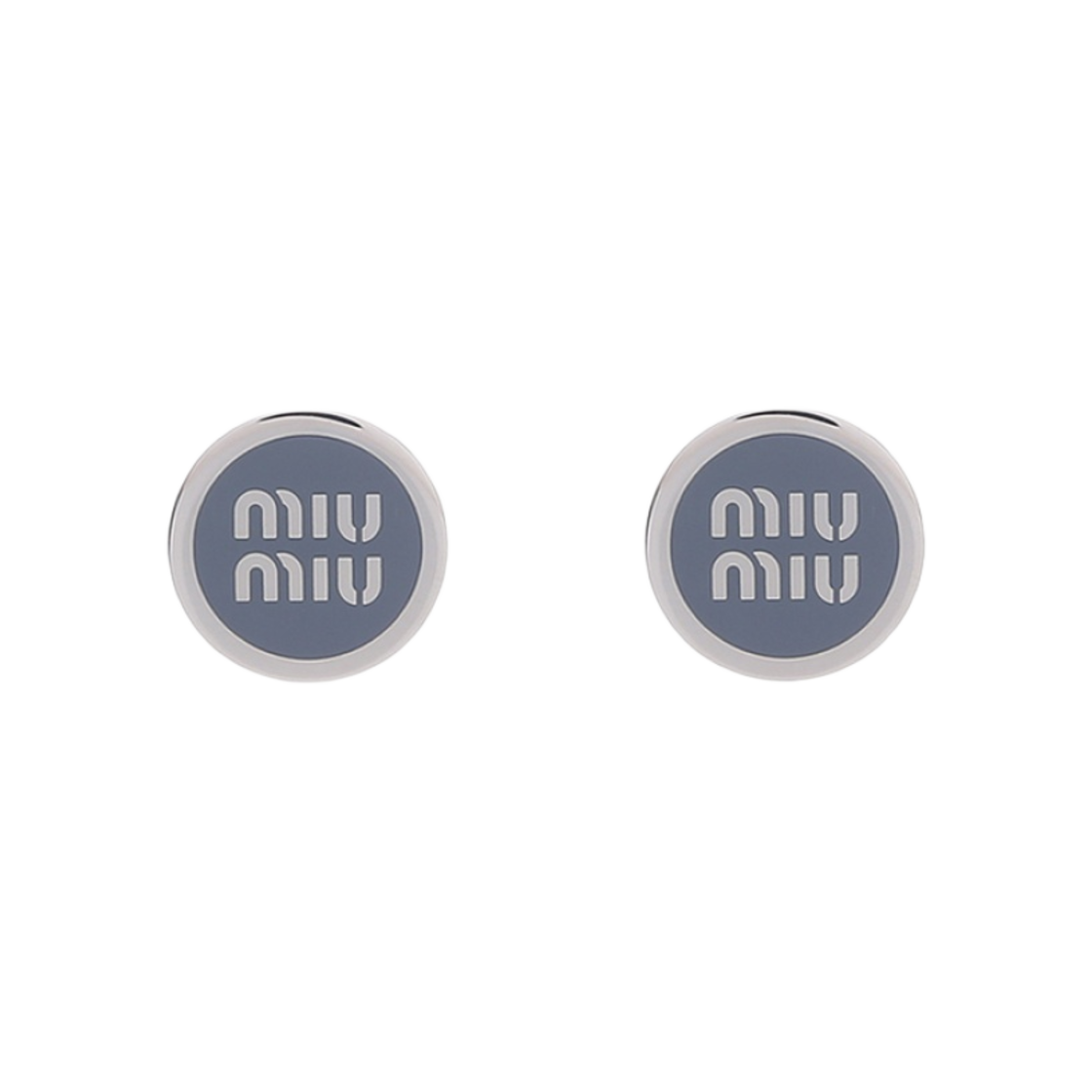 5JO912-2F6T-F0KUQ (W) Miu Miu Enameled Metal Earrings Cornflower Blue