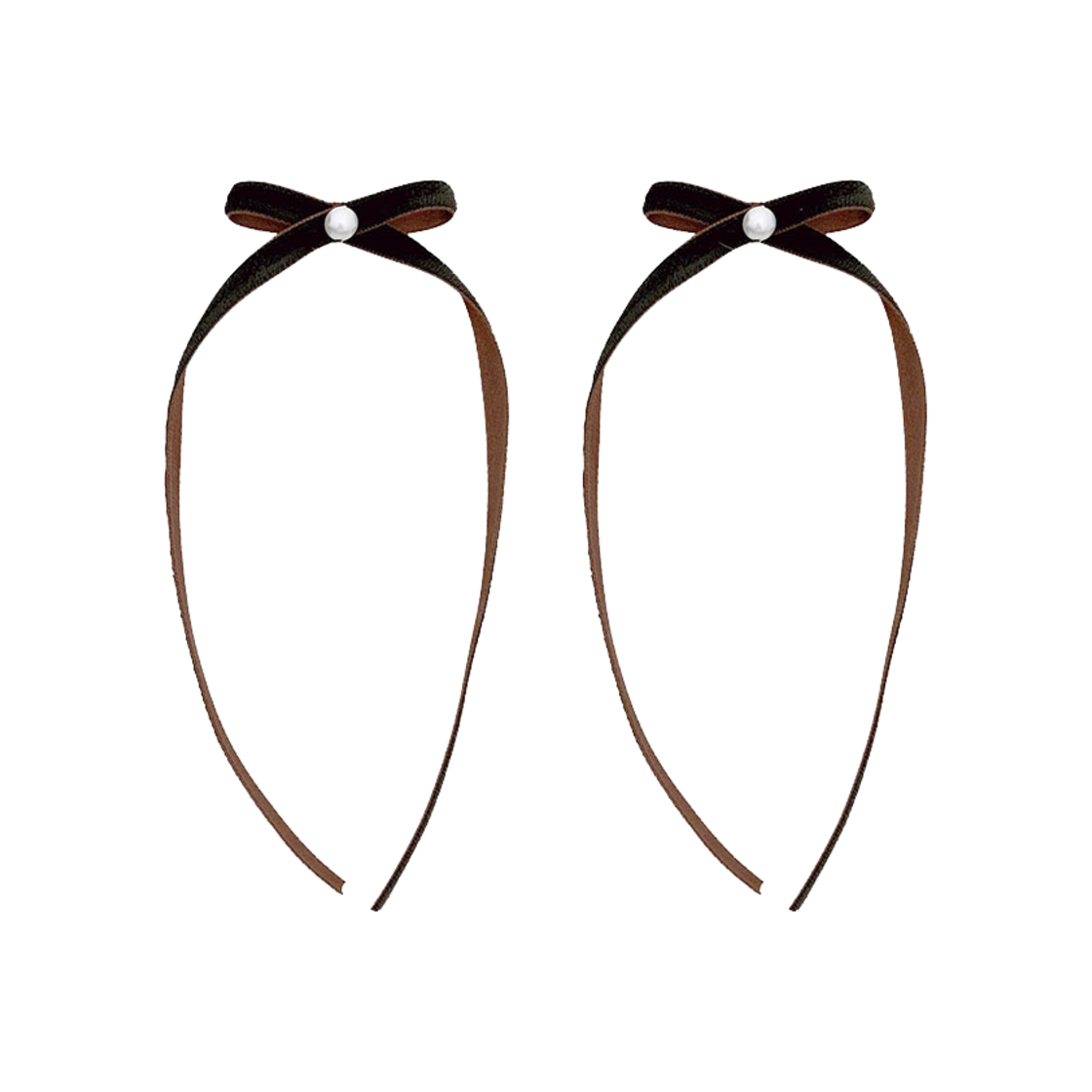 L244MER050 lovememonster Brown Velvet Ribbon Earrings Brown